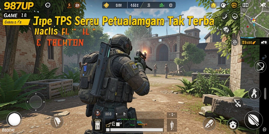 Tangkapan layar utama 987UP menampilkan aksi pertempuran seru dalam TPS.