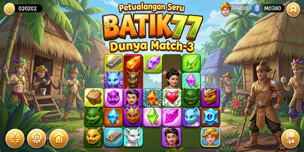 Screenshot gameplay BATIK77 menunjukkan serunya permainan Match-3.