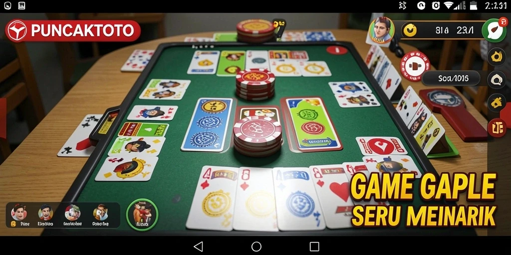 Screenshot gameplay PUNCAKTOTO menampilkan pertandingan Gaple seru.